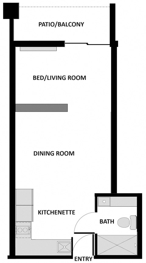 a floor plan of a living room with a bathroom and a dining room